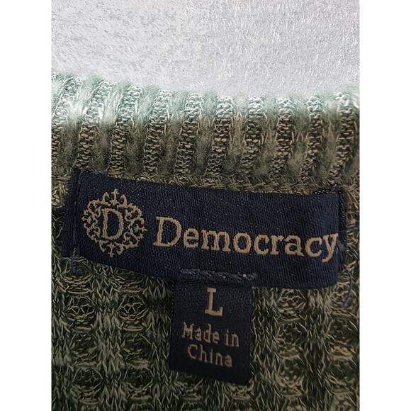 Democracy Women's Large Sage Green Waffle Knit Twist Front Long Sleeve Top - Picture 2 of 10